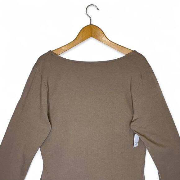 GAP Women's Long-Sleeve Square-Neck Bodysuit Size XL Sedimentary Taupe - Picture 6 of 9